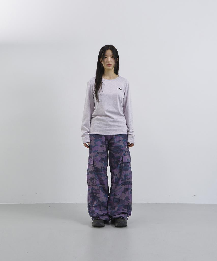 Tansanmageunesyum Nylon Wide Studded Cargo Pants (Camo Purple)