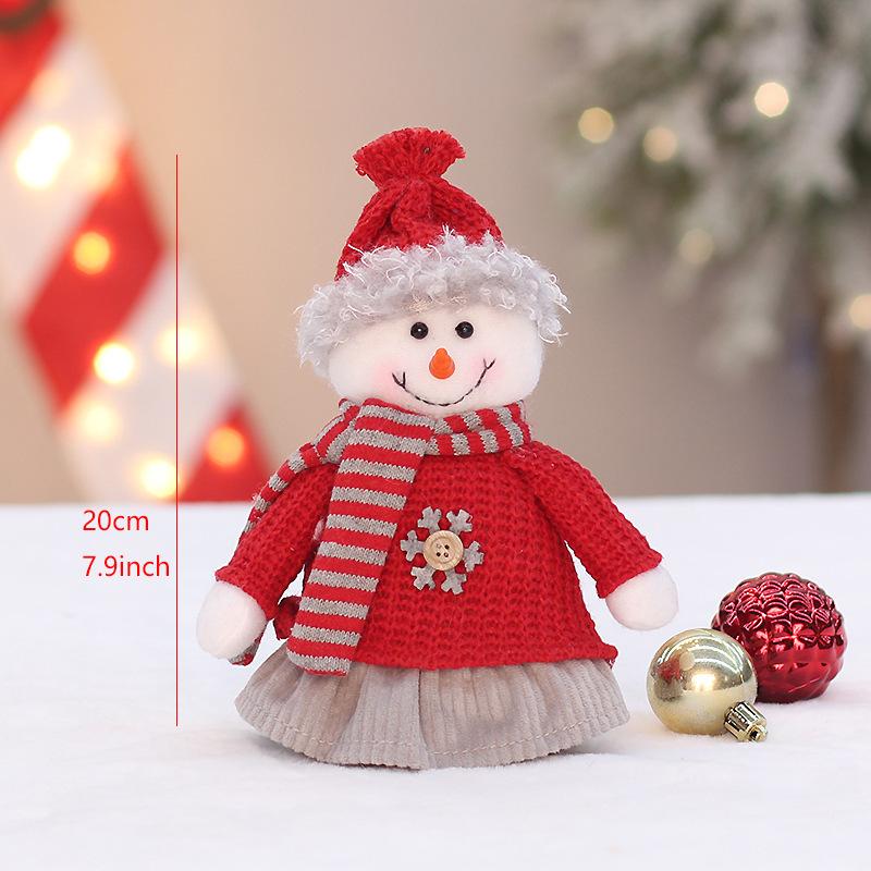 Christmas new red knitted fabric sitting and retractable old man snowman elk doll set decoration ornament