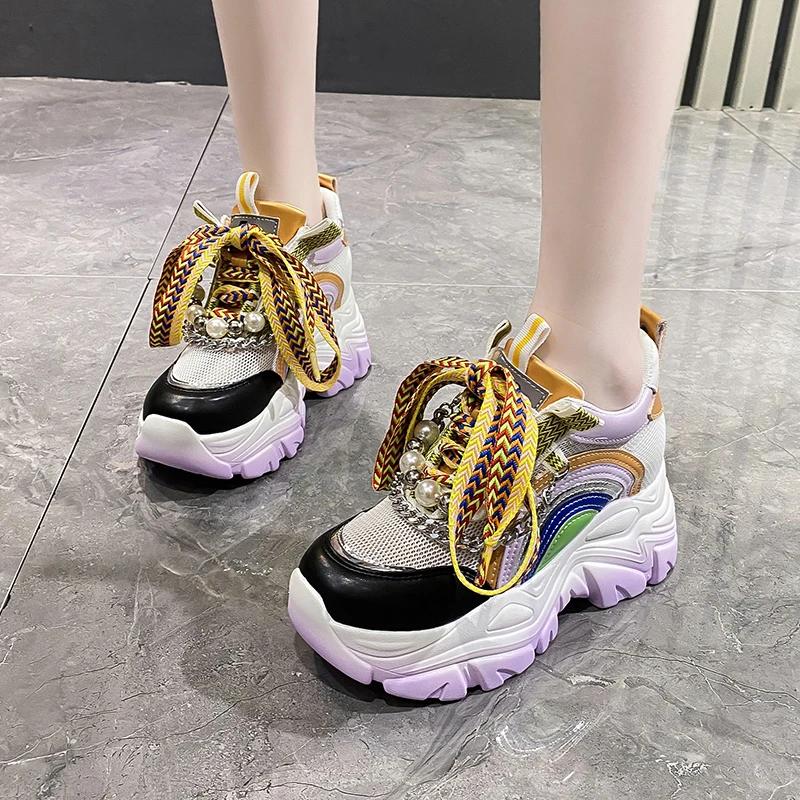 Fashion 8CM Women's Sneakers Retro Style Original Design Shoes Women Fashion Colorful Original Thick Sole Casual Sneakers For Lady