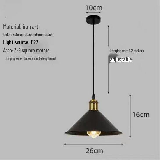 Industrial Black Retro Wrought Iron Pendant Lamp - Modern, Simple Design for Restaurants, Bars, and Hotels