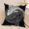 Koi Fish Sun Cushion Cover Silky Short Plush Sofa Pillow Cover Hidden Zipper Soft Dustproof Case for Home Decor
