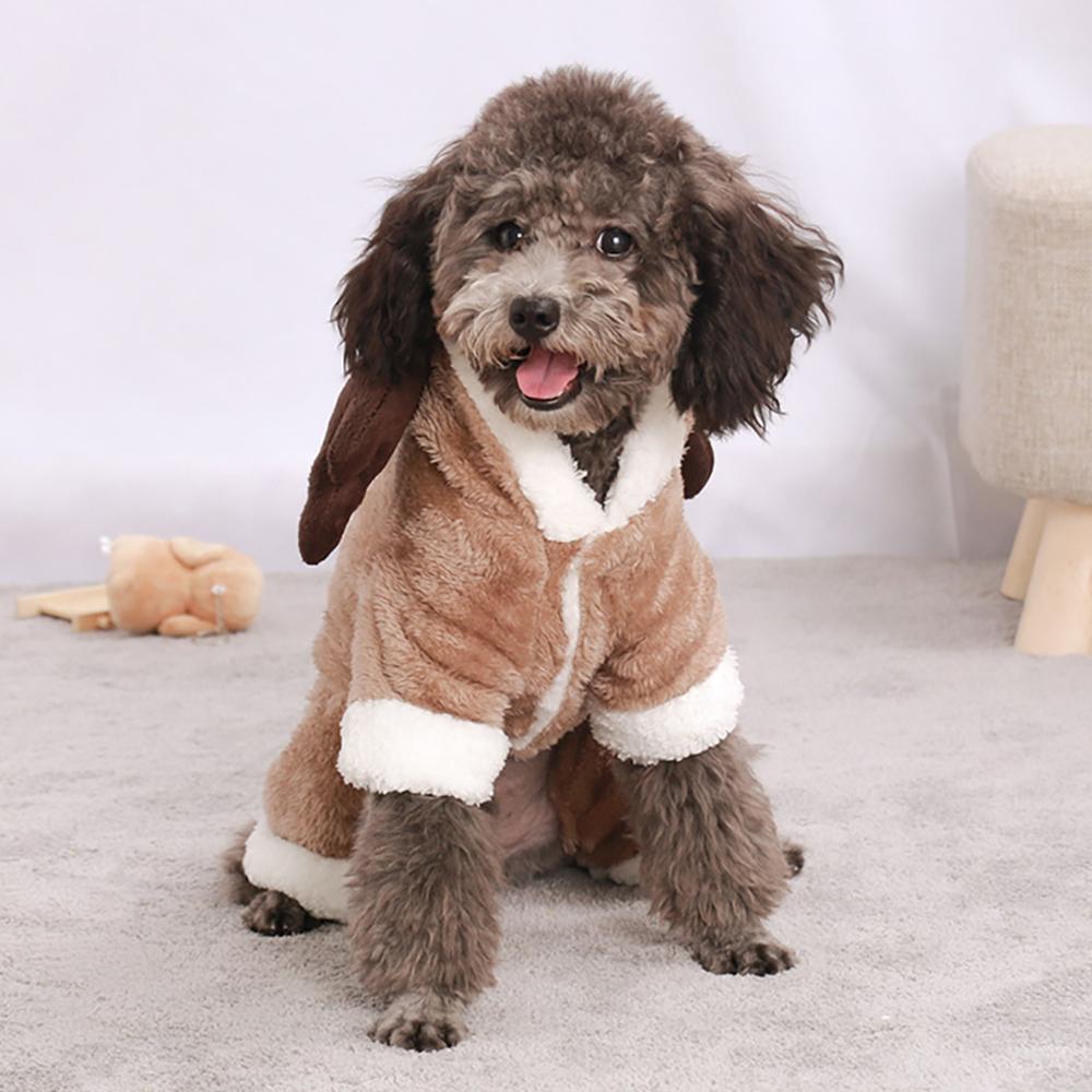 Cartoon Winter Puppy Clothes Coral Velvet Warm Pet Outfit XS-L for Corgi Chihuahua Dinosaur Panda Elk