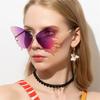 Rimless Butterfly Sunglasses Women Premium Designer Classic Rimless Big Frame Sun Glasses Ladies Shades Eye Wear UV400 Protection
