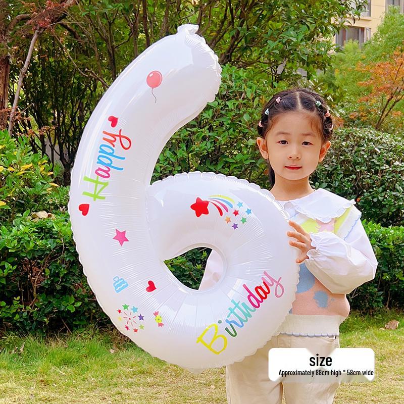 White Number Balloons for Kids' First Birthday Party Decorations