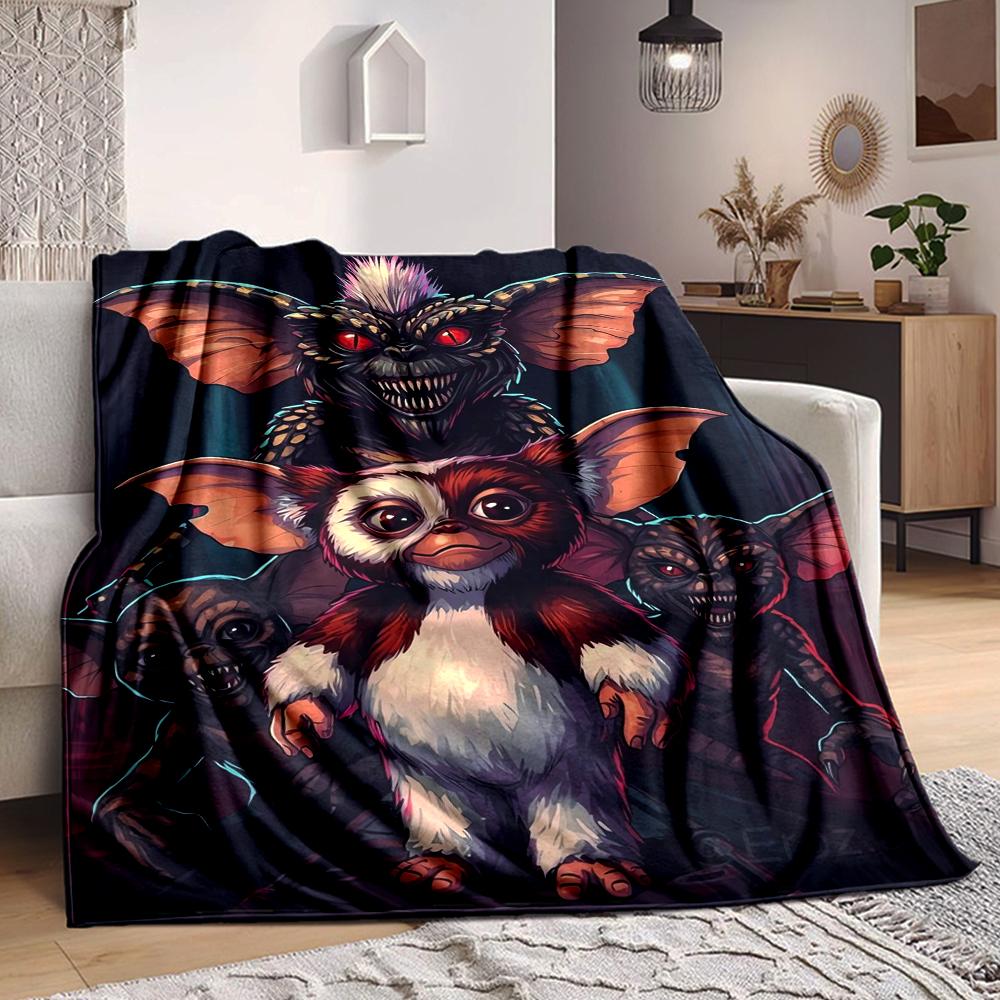 1Pc Gizmo Gremlins Flannel Blanket, Soft And Comfortable, Casual Warm, Camping Travel, Christmas, Halloween Xmas Gift L1398