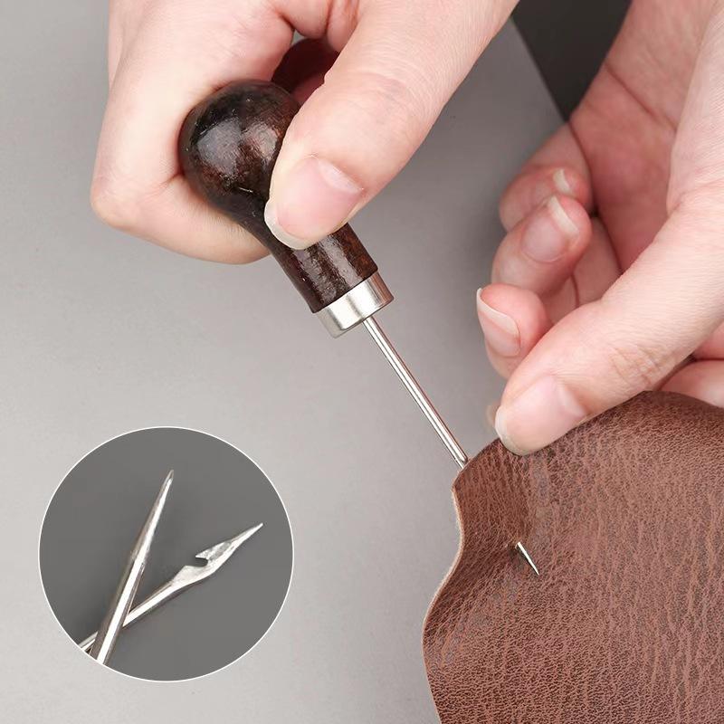 Good Quality AWL Wooden Spike Needle for Leather Shoes Hand Sewing Knitting for Making Holes