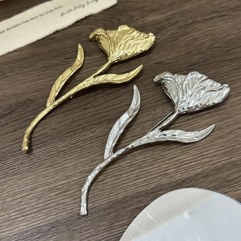 1pc Vintage Large Metal Leaf Flower Broochs for Women Trendy Charm Brooch Unisex Lapel Pins Banquet Party Backpack Gifts Jewelry