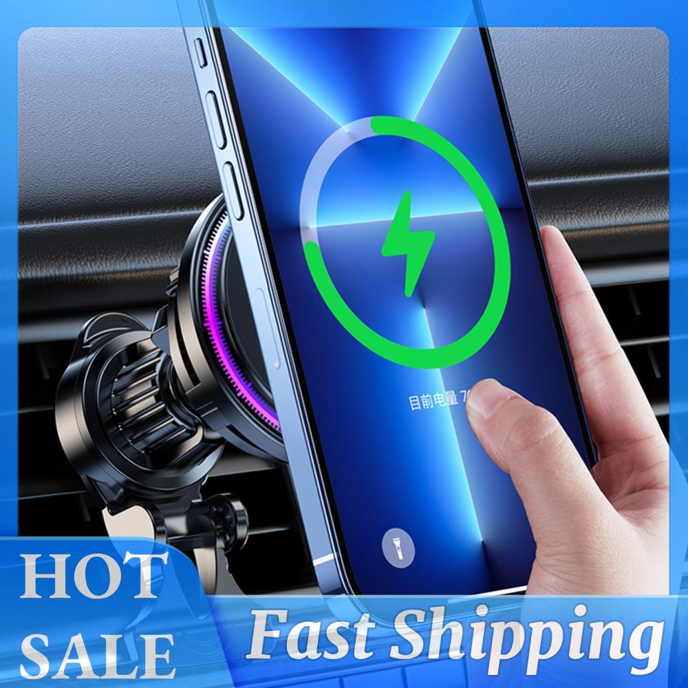 

15W Magnetic Car Mount Charger 360° Rotation Wireless Charging Phone Cooling Car Charger for iPhone 16 15 14 13 Pro Max Mini China Mainland