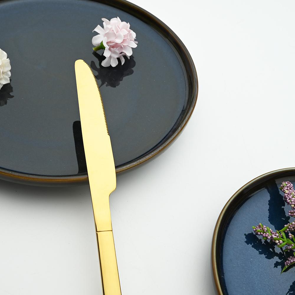 24 Pcs Black Tableware Stainless Steel Cutlery Set Forks Knives Spoons Kitchen Dinner Set Fork Spoon Knife Gold Dinnerware Set