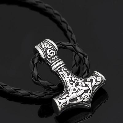 Titanstahl Thors Hammer Anhänger Halskette - Wikinger Odin Design für Männer und Frauen