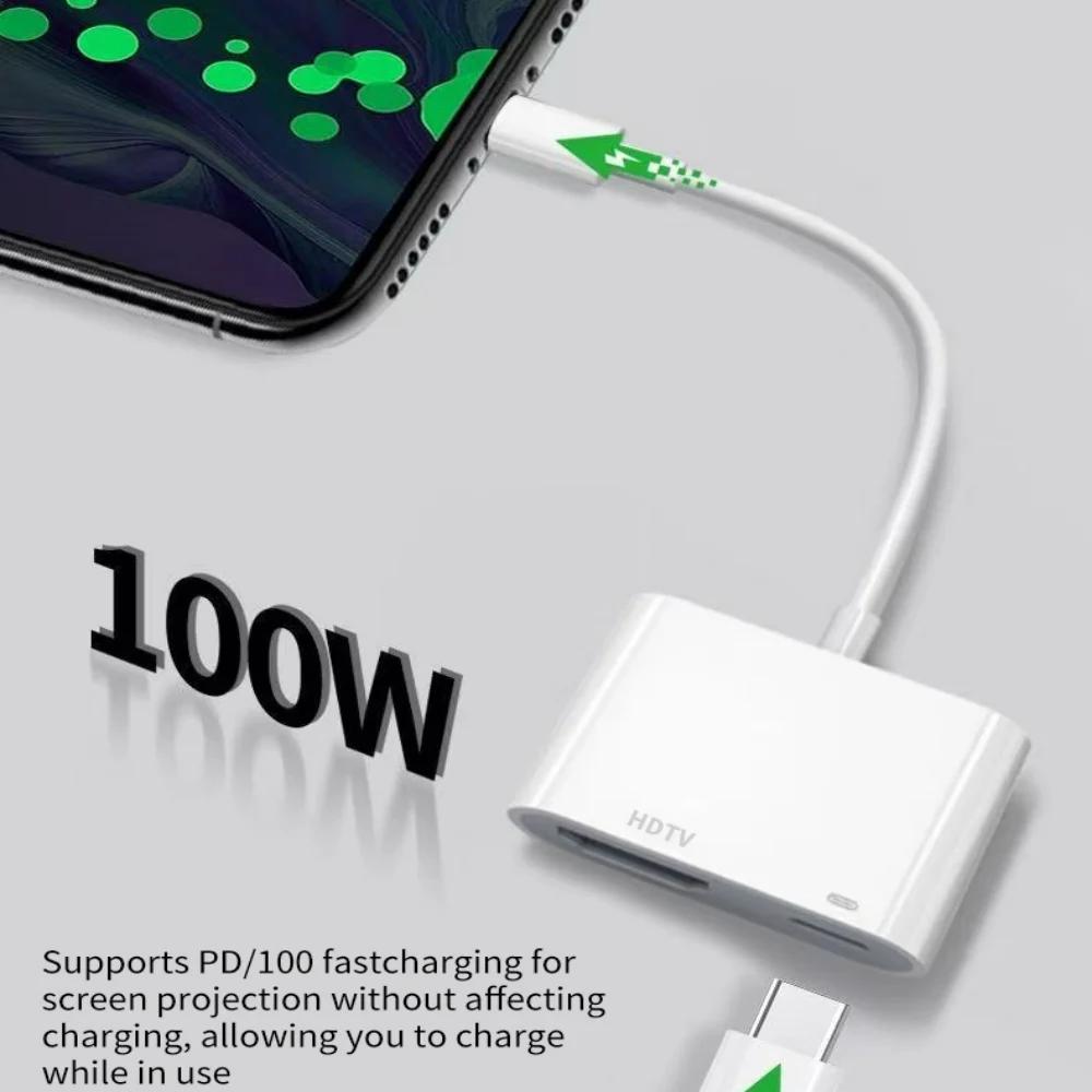 2 In 1 High - Definition 4K 30HZ/60HZ Sync Screen Connector Type - C Adapter for iPhone 16 TV Monitors Projector Digital Adapter