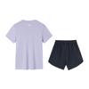 Anta Solid Color Regular Sleeve Round Neck Short Sleeve Fitted Mid Waist Shorts Casual Set Women Sets 962427201-4