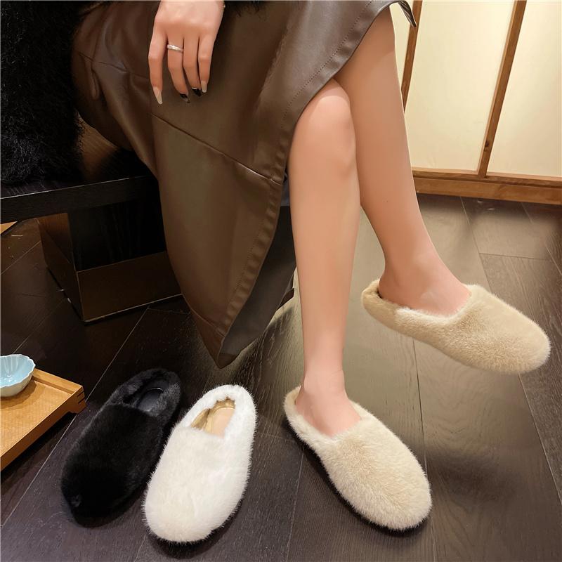 2025 Winter Wool Slippers Women Curly Sheep Fur Flat Shoes Warm Cozy Slip On Pantuflas House Slides Femme Cotton Lambswool Mules