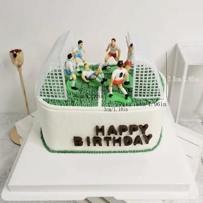 9 Stück/Set Fußball Junge Kuchendekoration Fußballfeld Spieler Puppe Cupcake Topper Alles Gute zum Geburtstag Partydeko Sport Kinder Junge