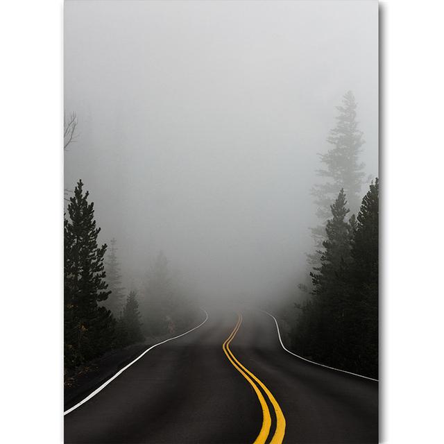 Vertical Board Beautiful Forest Scenery Modern Photo Painting Highway Winding Lines Wall Stickers HD Printing Art Decoration