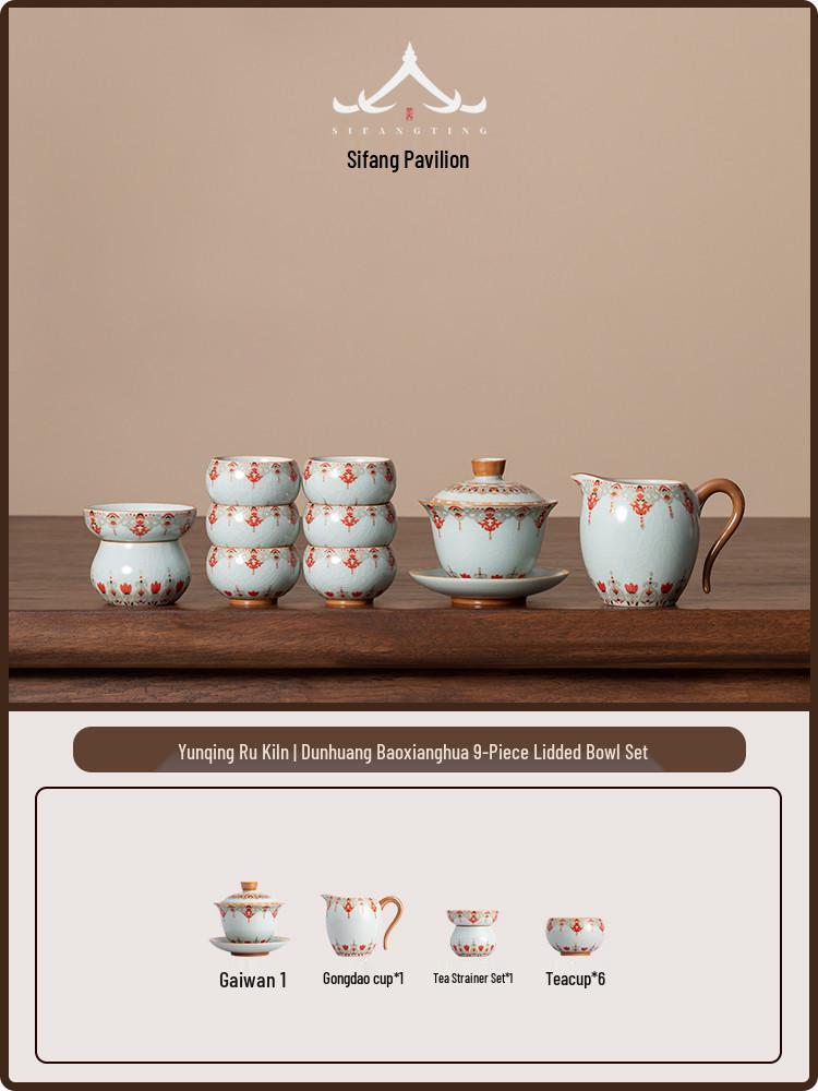 

2026 Light Luxury Ru Kiln Gongfu Tea Set: High-End Ceramic Teapot, Bowl, and Tea Cup for Home Use Standard