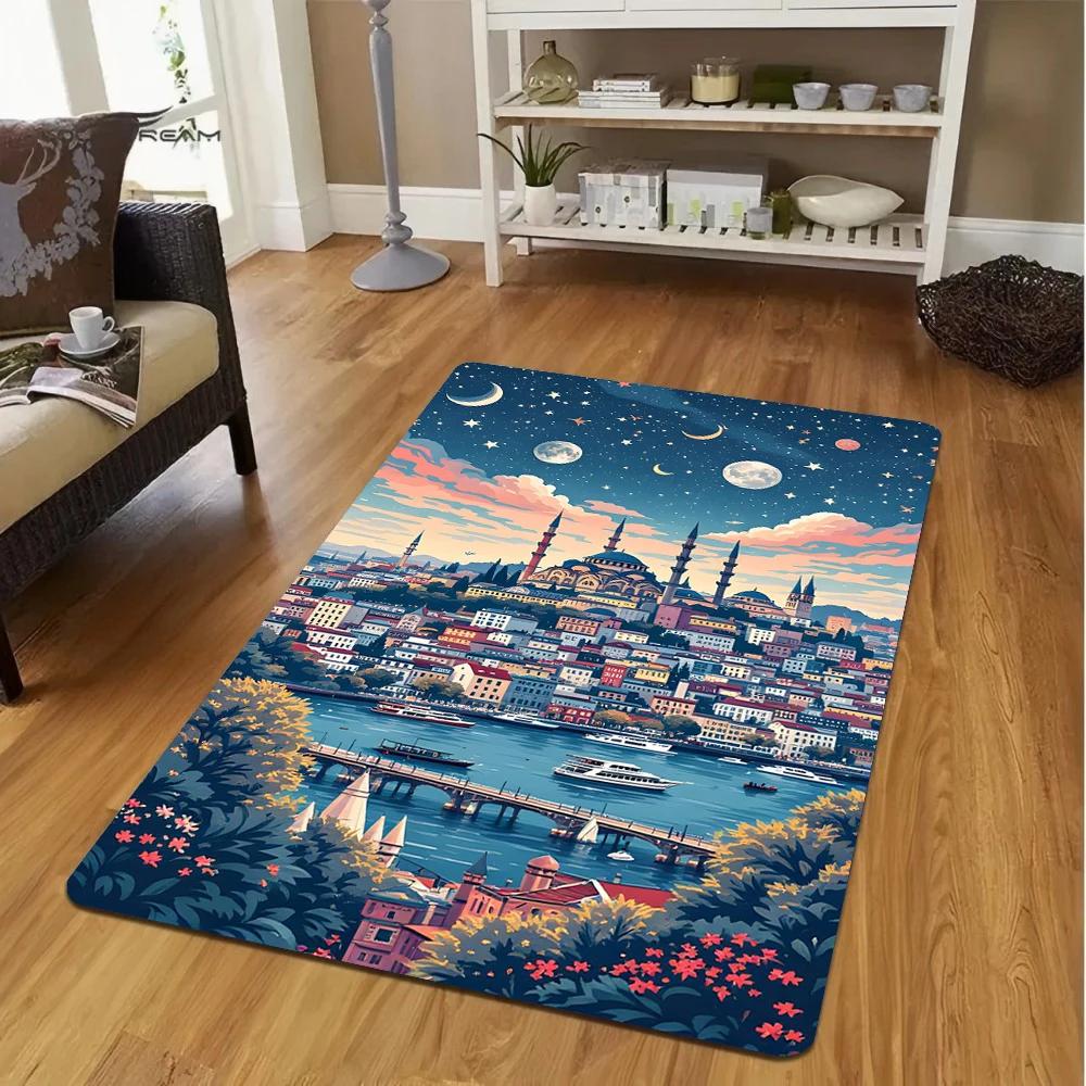 Landscape Carpet Cartoon Living Room Kitchen Sofa Table Balcony Rug Non-slip Washable Mat Exquisite Decoration Ornaments