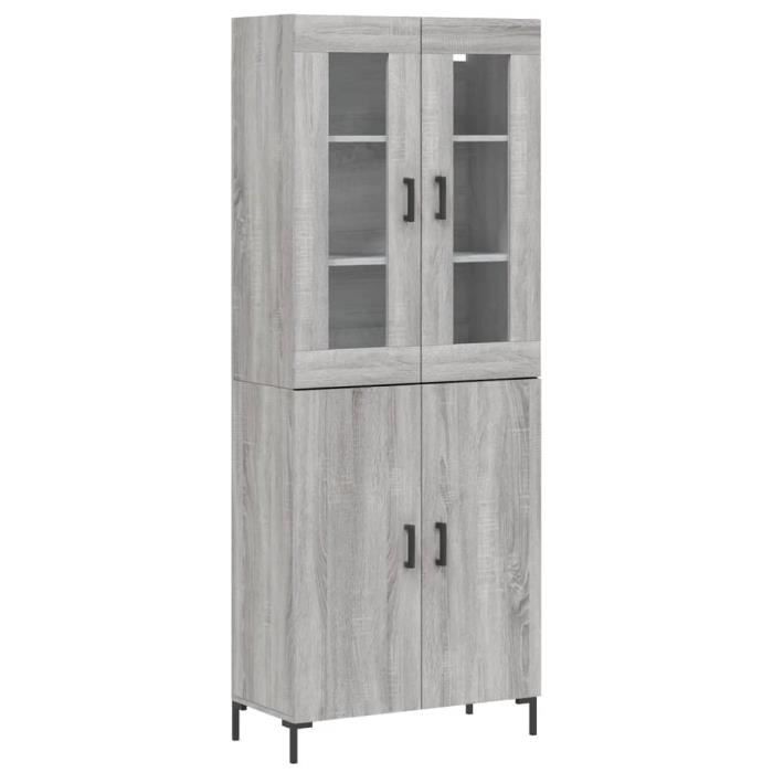 VidaXL Buffet haut Sonoma gris 69,5x34x180 cm Bois d'ingénierie 3198215