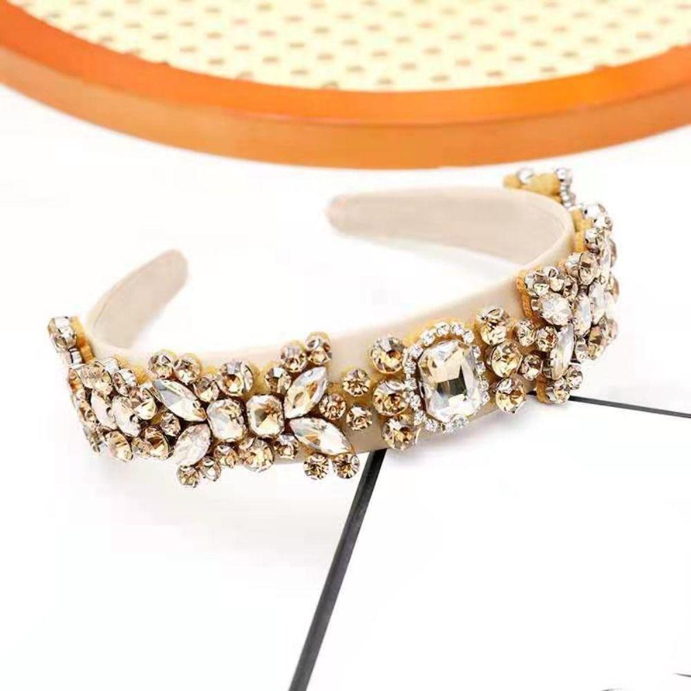 Korean Style Baroque Hair Hoop Colorful Bride Tiaras Retro Rhinestone Headband  Ladies