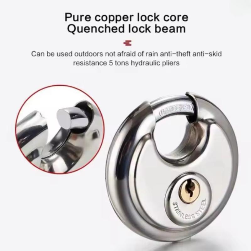 1/2PCS Round Stainless steel Heavy Duty Key Lock Security Padlock Outdoor Gym Safely Door Lock Anti-theft Tools