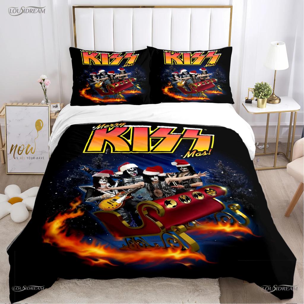 Kiss Band Rock Music All Season Duvet Cover Comforter Bedding Set Soft Quilt Cover And Pillowcases Teen Single/Double/Queen/King