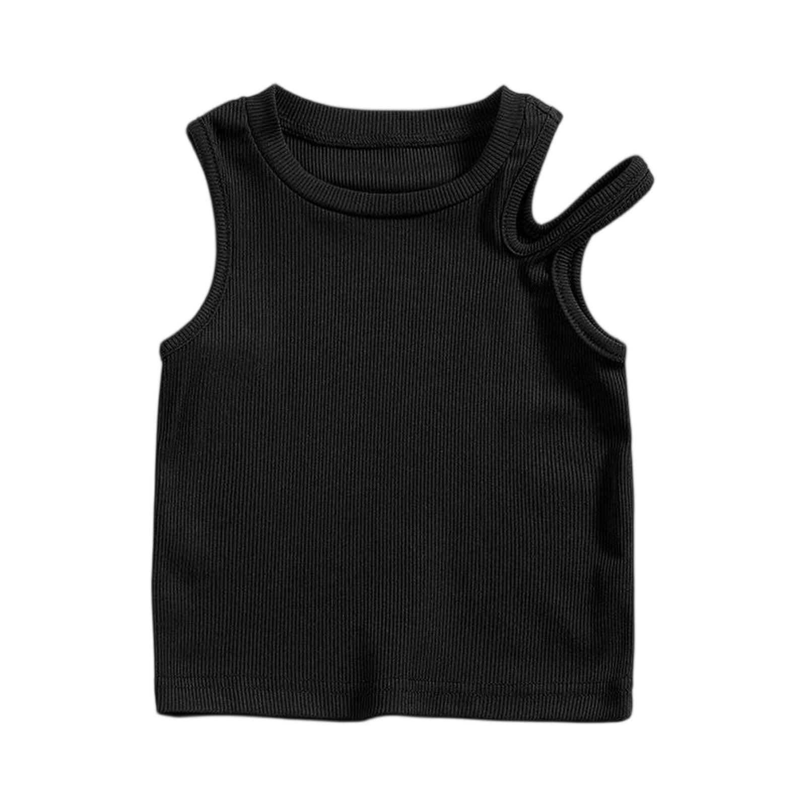 

Girls Ribbed Tank Top - Double Strap Sleeveless Blouse 80 чёрный