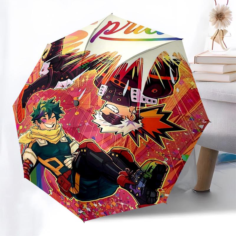 1pc Boku no Hero Academia Outdoor Umbrella - Automatic Opening/Closing, Portable Tri-Fold Design with 8-Rib Iron Frame, Perfect Gift for Fans, Tr