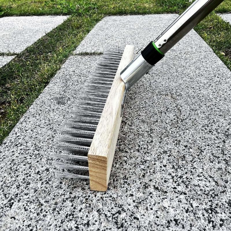Stainless Steel Wire Floor Brush Head for Concrete Stain Outdoor Deck Garage Stainless Steel Deck Moss Remover