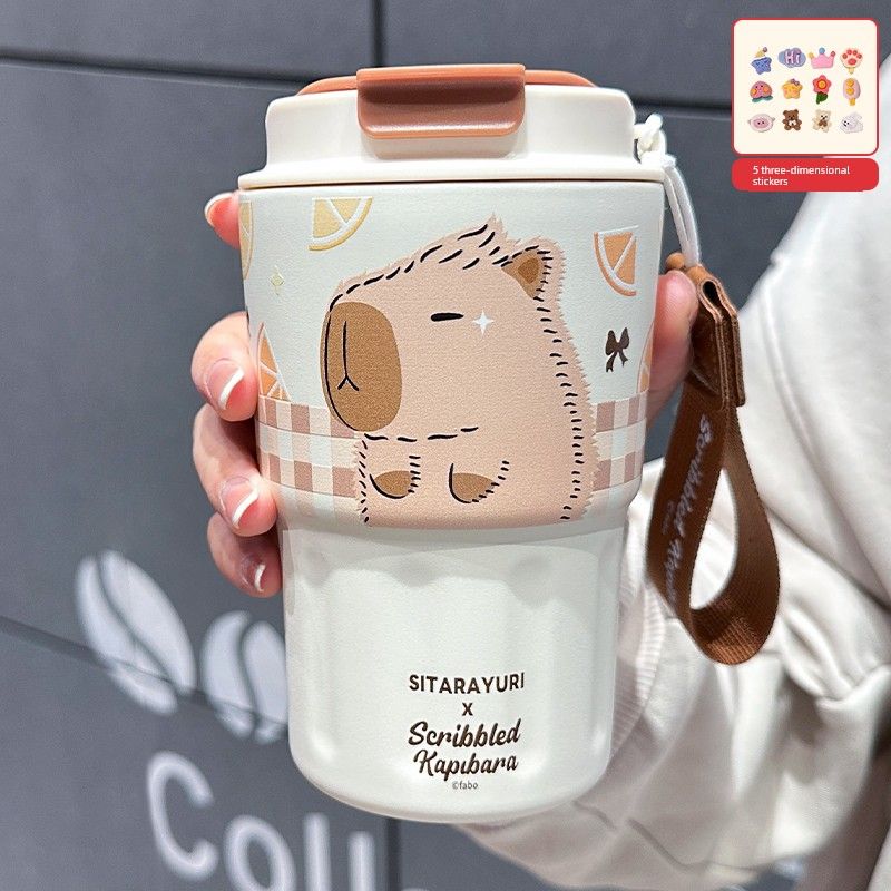 Office Coffee Cup Girls New Large Capacity Vacuum Cup Students Go to School Special-Purpose Card Pibala Portable Cup