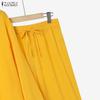 ZANZEA Women Long Sleeve Blouse and Pants Casual Two Piece Suit Sets