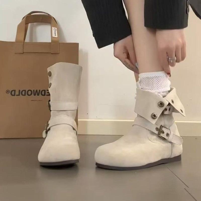 Soft leather retro small short boots women's new huge comfortable good-looking suede western cowboy boots pile boots knight boots