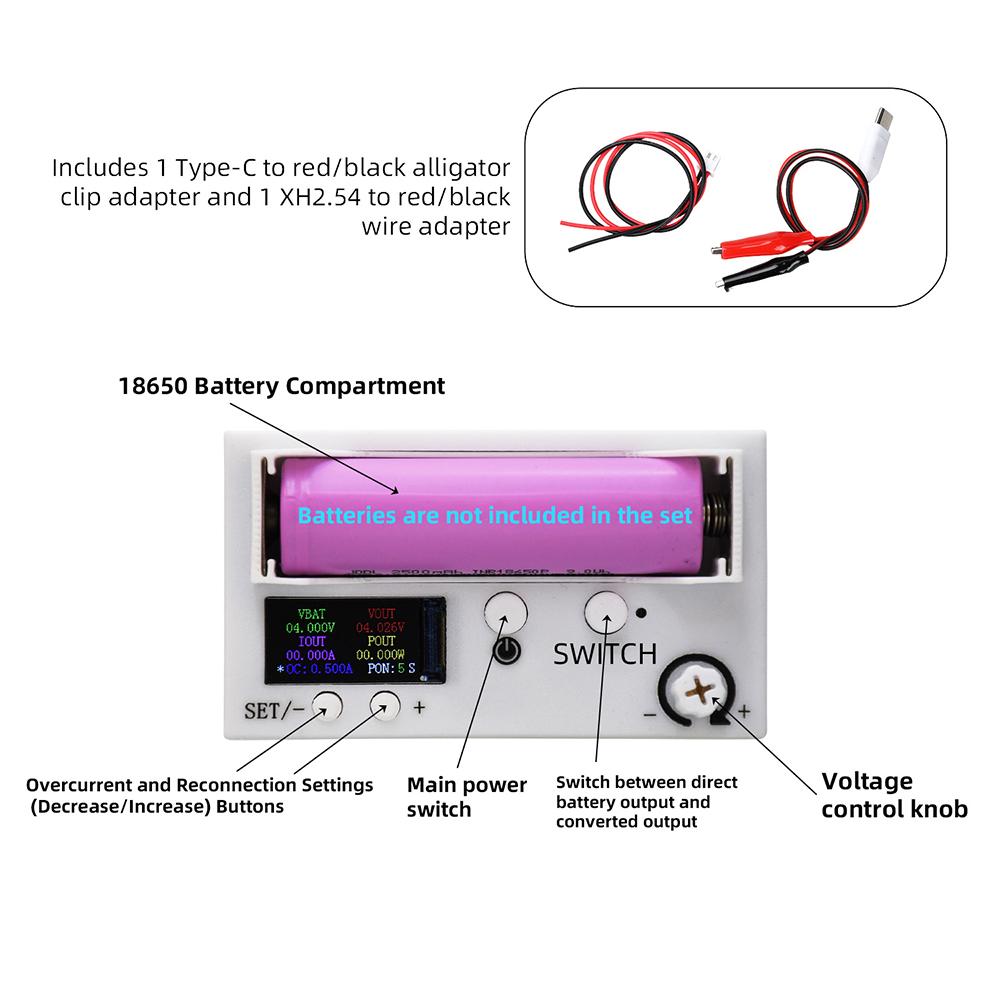 0.6V-25.6V TFT Color Screen Mini Power Supply Buck Boost Power Supply Converter 18650 Battery Voltage Current Display Module