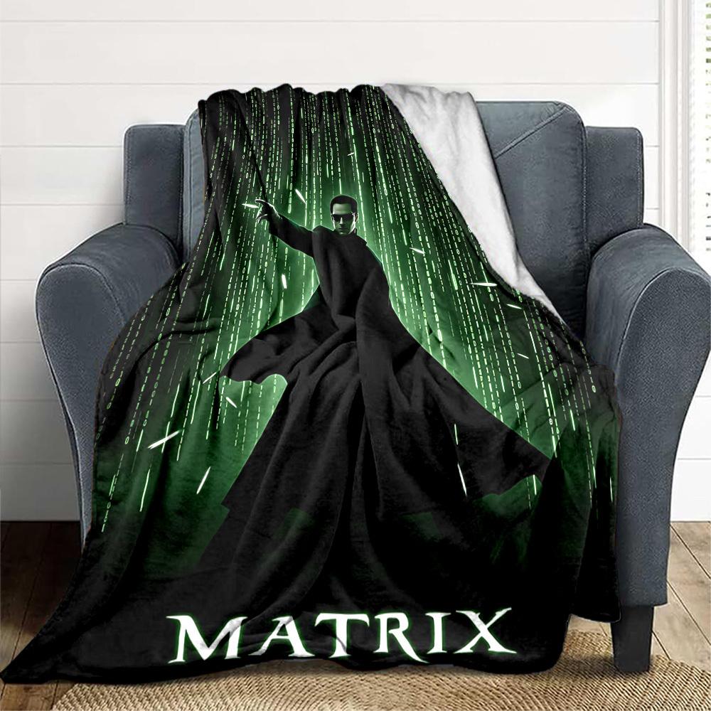 1pc The Matrix Flannel Throw Blanket - HD Printed Lightweight Soft Warm All-Season Blanket for Sofa, Bed, Travel, Camping 026