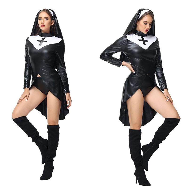 2023 New Halloween Nun Role Play Costume Sexy Nurse Cosplay Stage Performance Outfit Polyester Fabric