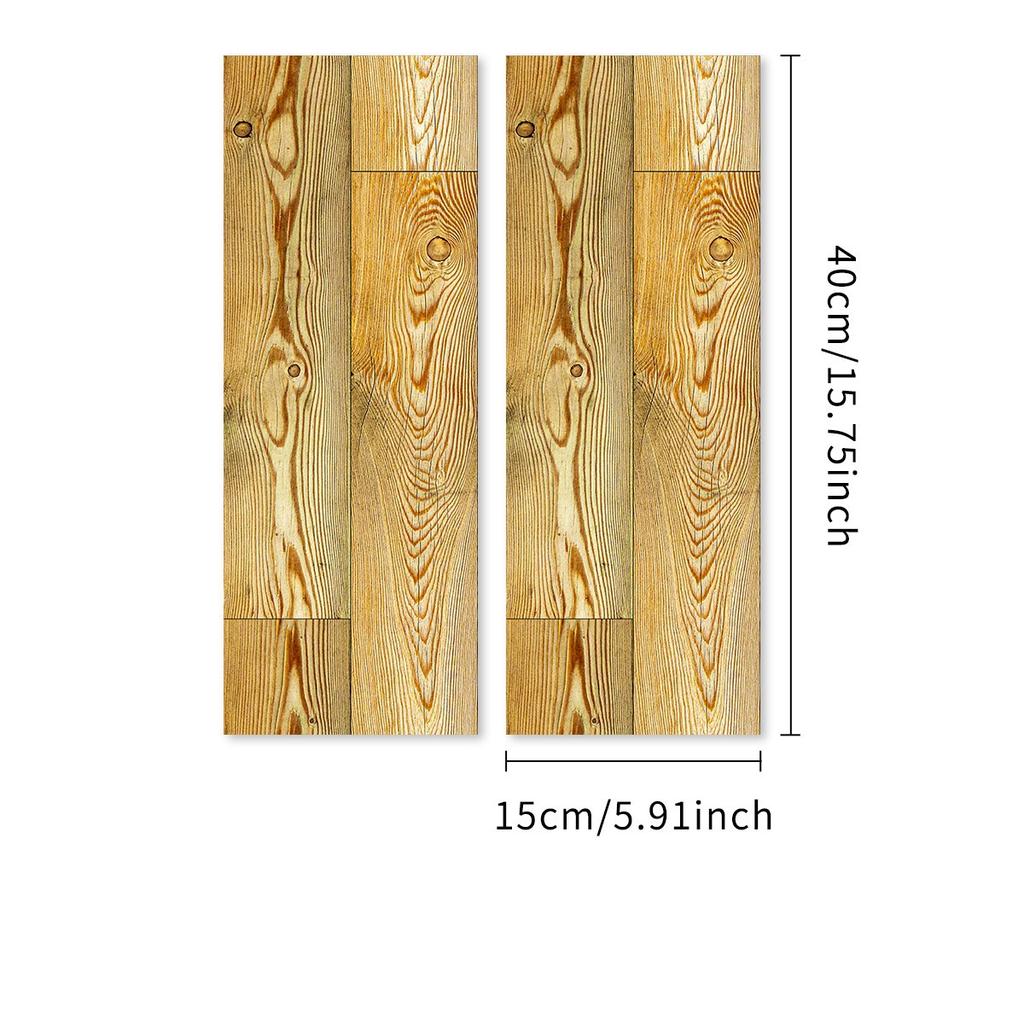 2Pcs 40X15cm PVC Wood Grain Wall Self-Adhesive Sticker Waterproof Living Room Bedroom Wall Decoration Floor Stickers