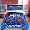 Set copripiumino 3 pezzi (1*Copripiumino + 2*Federe, Senza Nucleo), Set Biancheria da Letto con Nome Personalizzato e Motivo Paris Saint, Regalo per Arredo Camera da Letto
