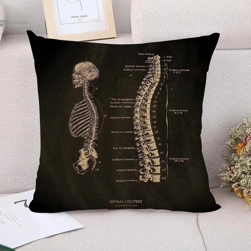 Cushion Cover  Anatomical Skeleton Pillow Cases Pillowcase Pillowcases for Pillows X Cushions Covers for Bed Pillows
