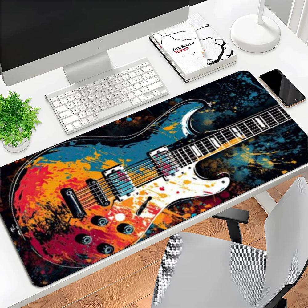 Color Splash Graffiti Electric Guitar Large Size Table Mat For Laptop Games Bedroom Learning Keyboard Accessories