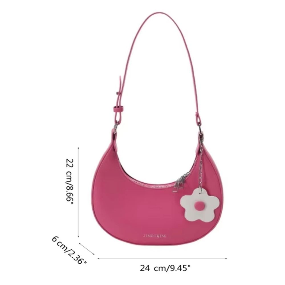 Large Capacity Flower Shoulder Bag Dumpling Shape Women Underarm Bag Half-moon Bag  Streetwear