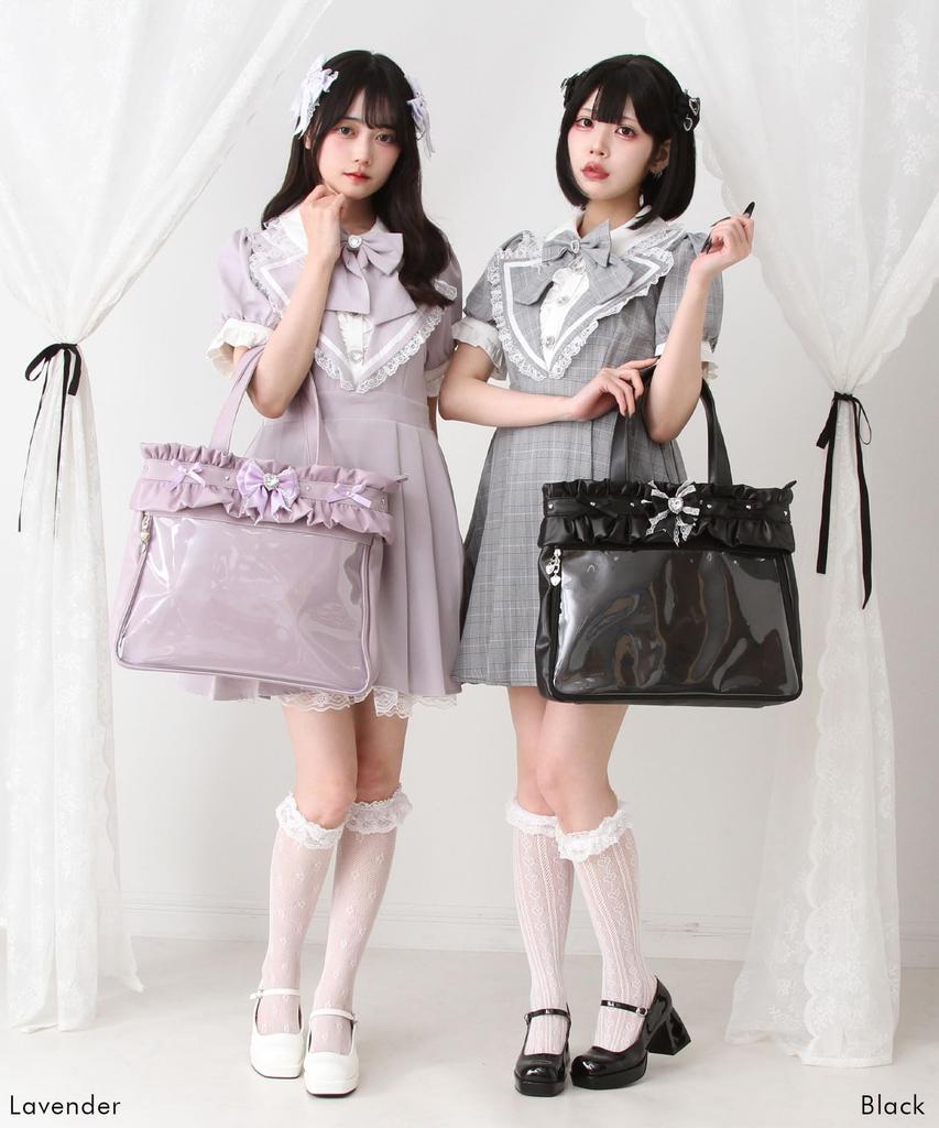 bag for fans of sparkly tote decorated clear for live sax Ita-bag (decorated anime/manga/games), transparent, frilly, heart, jeweled, Yumetenbo,
