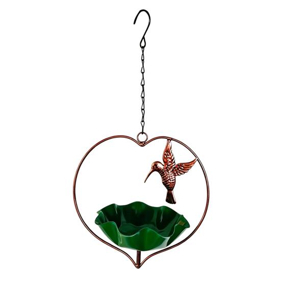 Outside Hummingbird Bird Feeder, Weather-proof Metal Butterfly Bird Bath, Hanging Feeding Bowl for Outdoor Garden Patio Yard