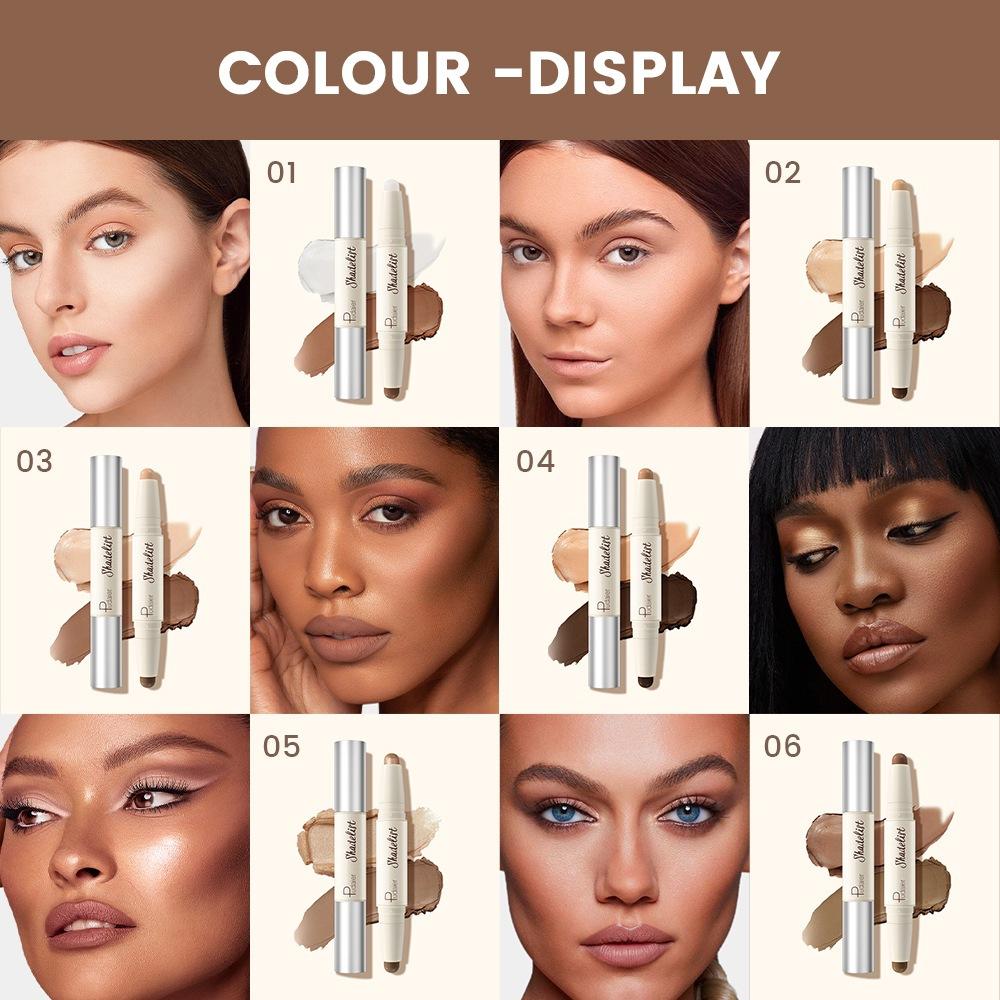 Feuchtigkeitsspendender Seidiger Dreidimensionaler Konturstift Natürlich Matt Zweifarbiger Gesichts-Highlighter Aufheller Nasenschatten Make-up Concealer