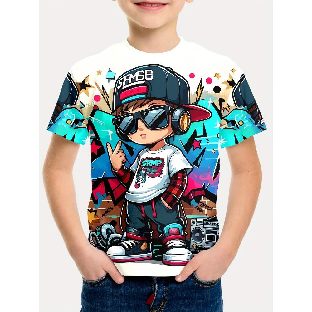 Boys  3D printed casual T-shirt with cool little boy patterns 150