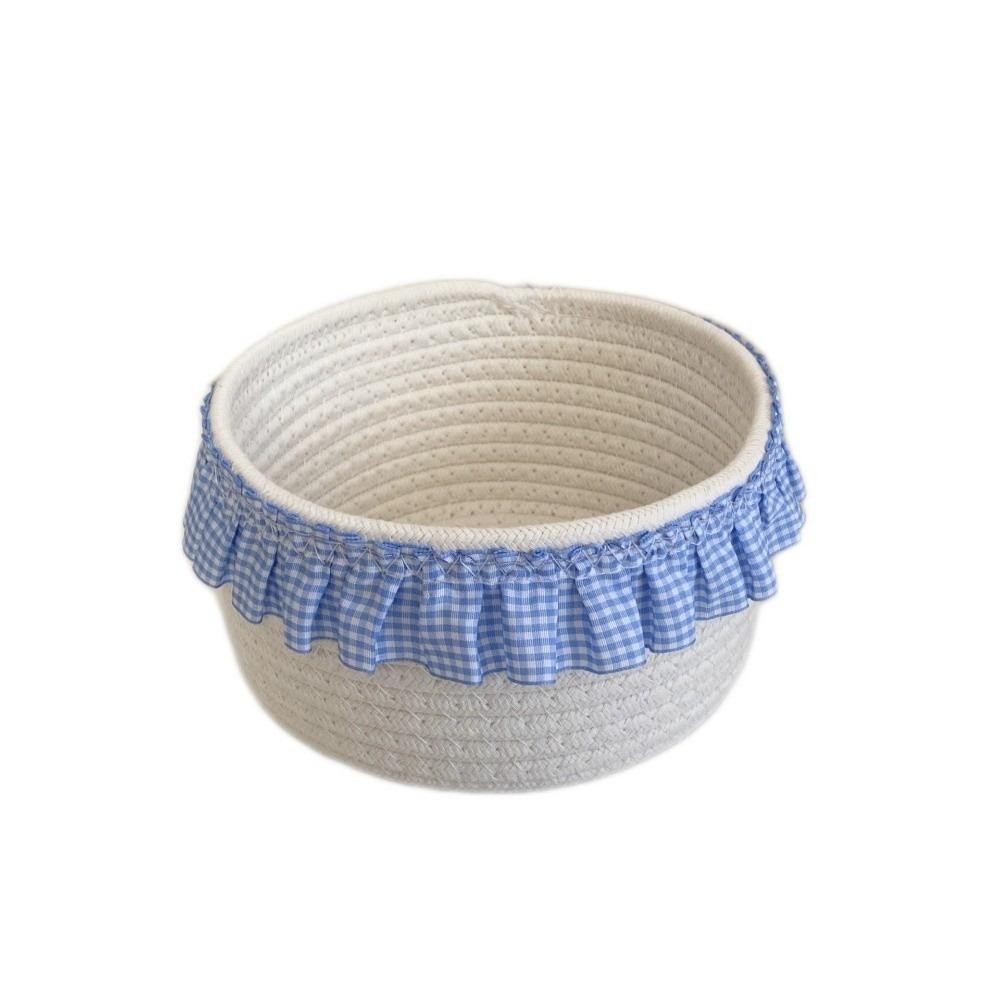 

Blue Sundries Storage Baskets Cotton Rope Desktop Organizer Box Cosmetics Storage Bins Bedroom M синий
