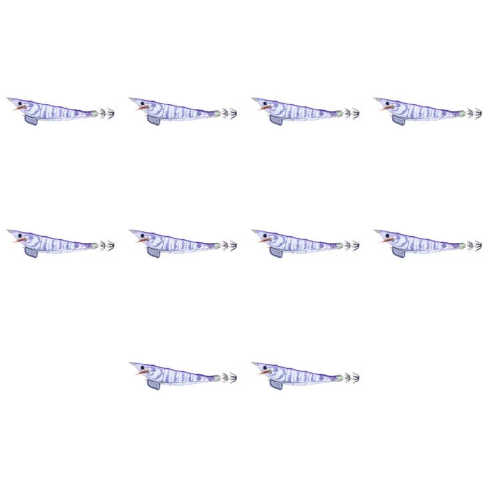 Fishing Wood Shrimp Luminous Squid Hook Octopus Artificial Bait Seawater Fishing Bait Cuttlefish Lure for Night Fishing Freshwat