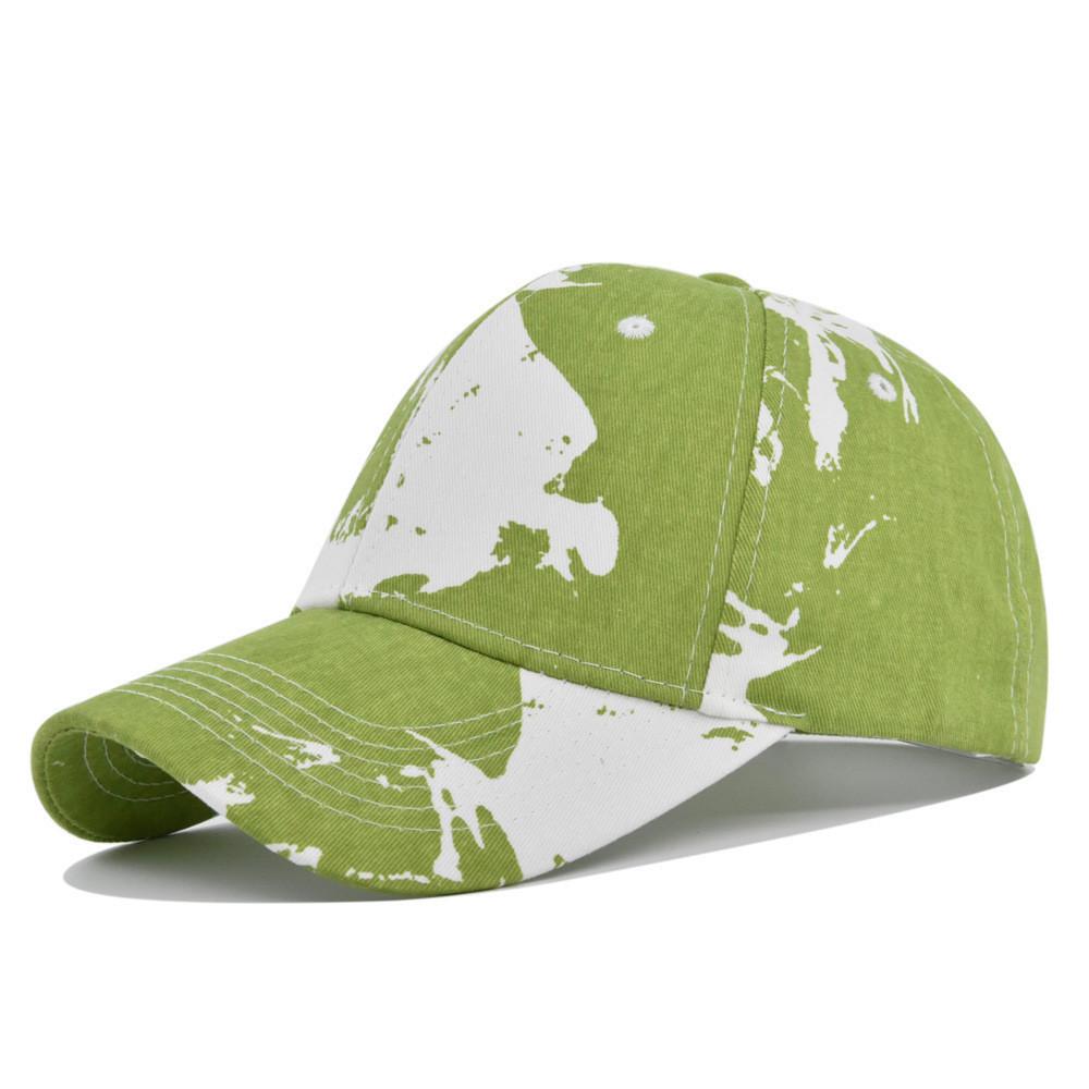 

Baseball Cap Tie Dye Printed Duckbill Hat Sunshade Hat Sunscreen Cotton Hat Green