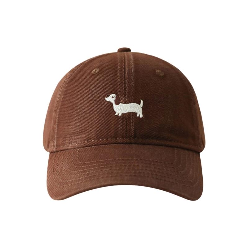 Breathable Cotton Blend Embroidered Puppy Design Adjustable Unisex Baseball Hat Multiple Colors