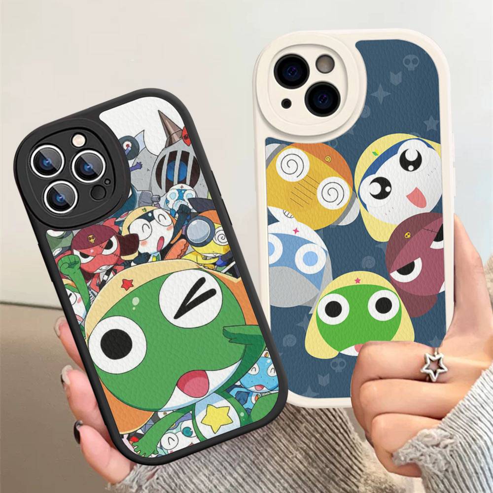 Keroro Frog Cool Gunsou Sergeant Phone Case For IPhone 16 15 14 13 12 11 Pro Max Plus Leather Shockproof Cover
