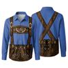 Camicia da uomo per l'Oktoberfest con stampa 3D, vestibilità larga, manica lunga, colletto, casual, stile vintage, traspirante, per lavoro, festival all'aperto, festa