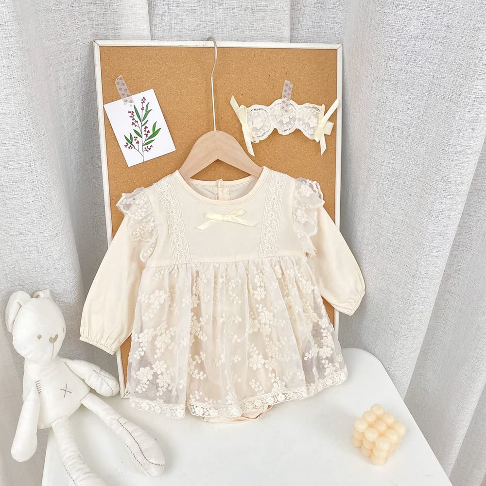Baby Clothes Clothes Girls Clothes Spring Autumn Long Sleeve One Piece with Skirt Hair Ornament Girls Casual Everyday Wear Dress Wedding Shrine Visit